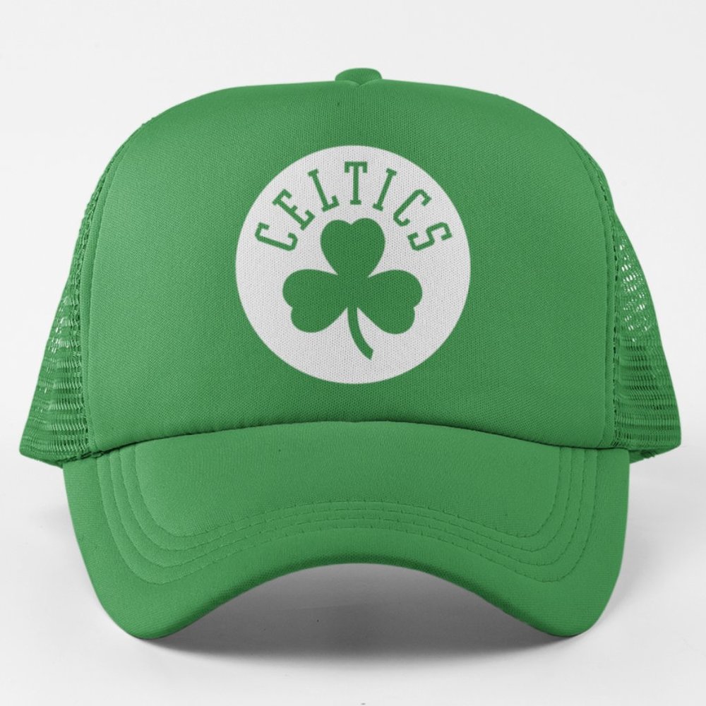 NEW Boston Celtics '98 Shamrock Circle Logo Foam Trucker Mesh Snapback Hat GREEN